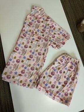 Girls' Pink Easter Bunny Short Pajama Set